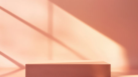 Minimalist abstract scene with podium and shadow.の素材