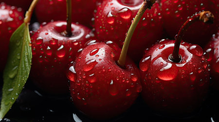 Background with fresh cherries.の素材