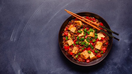 Mapo tofu (mapo doufu), tofu in spicy mincemeat sauce.の写真素材