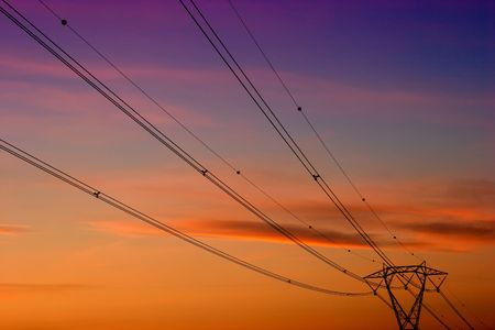 high tension pylonの写真素材