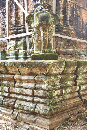 A small path leads from the ring-road to the Prasat Damrei (damrei = elephant).の写真素材