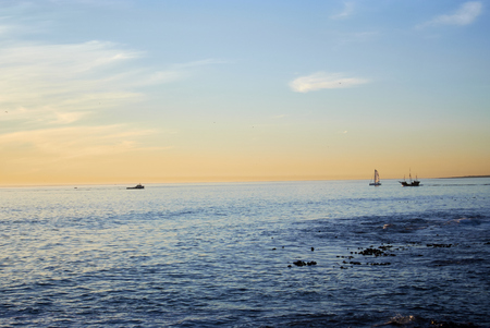 Seaview out of cape-town south africa at sunsetの写真素材