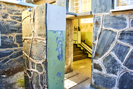 Robben Island (Afrikaans: Robbeneiland) island in Table Bay, west of the coast of Bloubergstrand, Cape Town, South Africa.の写真素材