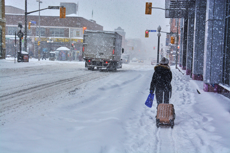 Views of Ottawa, Canada during snow storm in winter during daytimeのeditorial素材