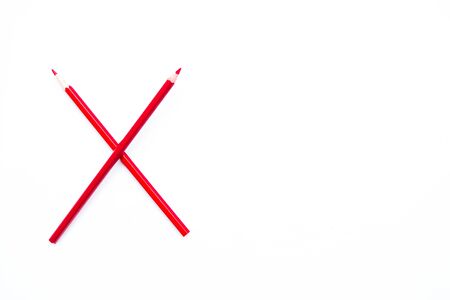 red X sign from color pencilの写真素材