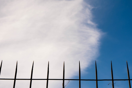 sky background outside a cageの写真素材