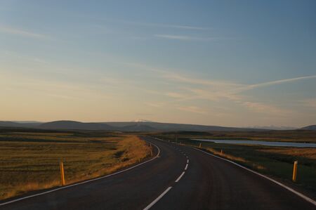 Scenic shot of Iceland road at sunrise
