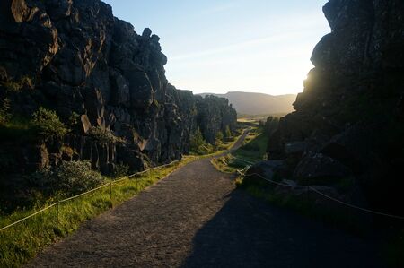 Walking path through Iceland national parkの写真素材