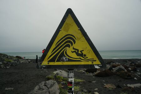 Sign warning danger from wavesの写真素材