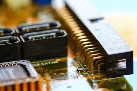Closeup electronic circuit board dirty.の写真素材