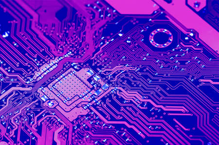 Closeup electronic circuit board dirty.