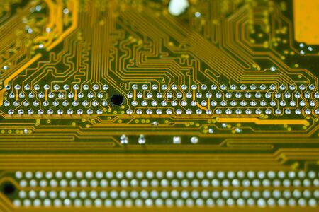 Closeup electronic circuit board dirty.