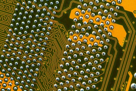 Closeup electronic circuit board dirty.