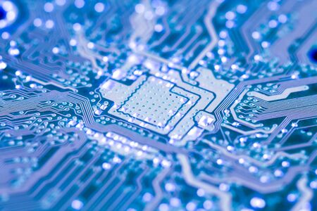 Closeup electronic circuit board vintage.