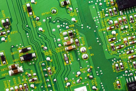 Closeup electronic circuit board background.の写真素材