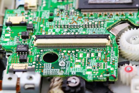 Closeup electronic circuit board background.の写真素材