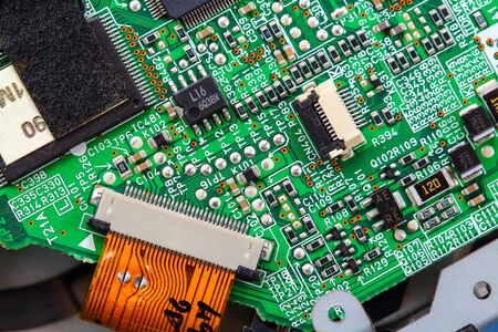Closeup electronic circuit board background.の写真素材