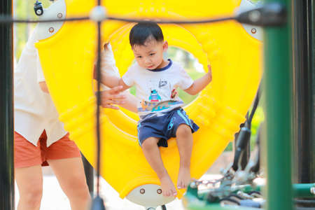 Children were playing on the playground .の写真素材