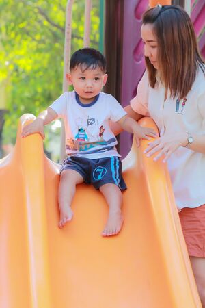 Children were playing on the playground .の写真素材