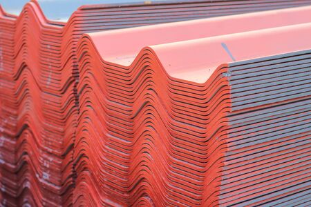 Pile of roofing tiles packaged.の写真素材