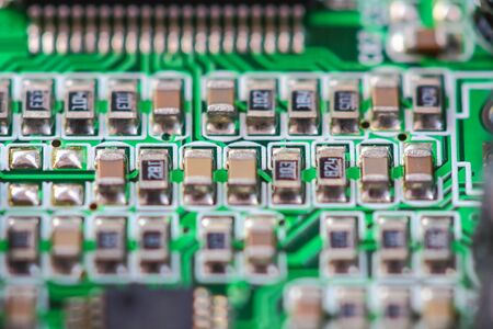 Closeup electronic circuit board background.の写真素材