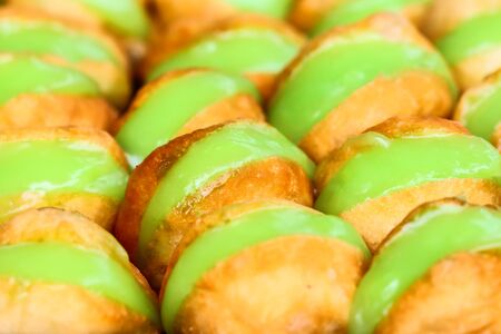 Bread stuffed with steamed custard. Dessert of Thailand.の写真素材