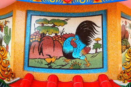 Colorful dragon head in  temple. statues in chinese shrine in Thailand.の写真素材