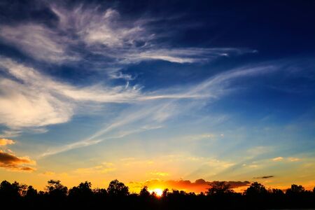 Beautiful atmosphere of the sky at sunset. silhouette.の写真素材