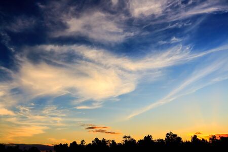 Beautiful atmosphere of the sky at sunset. silhouette.