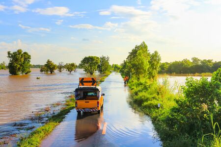 Flooding agricultural area, Roi Et, Thailand.の写真素材