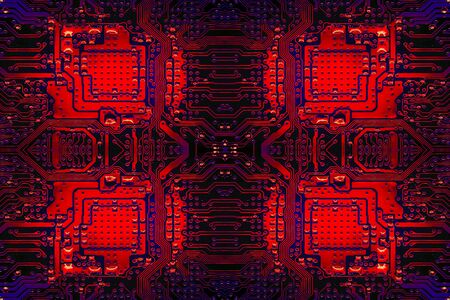 Closeup electronic circuit board background.