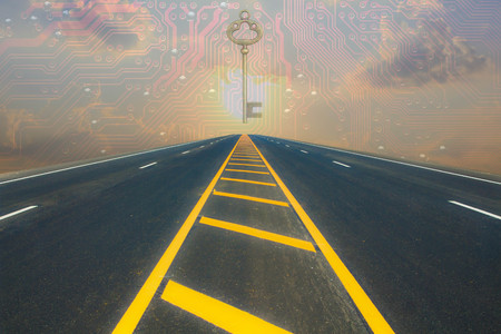 Asphalt road and beautiful sky landscape.の写真素材