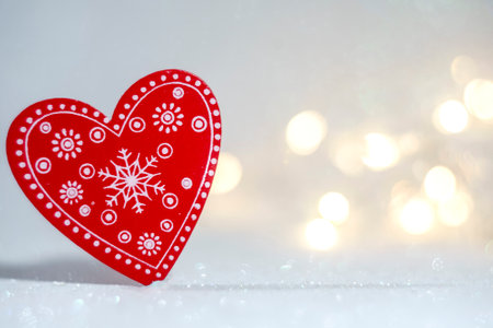 Valentine day greeting card with red heart shape