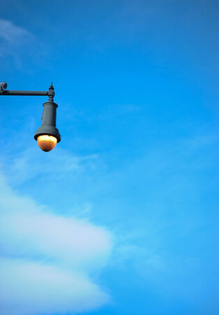 Streetlamp in blue skyの写真素材