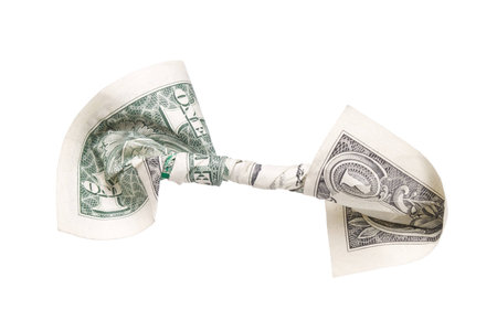 A United States One Dollar Bill that has been Twisted Around Itselfの写真素材