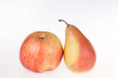 Pear and Apple on a white bachgroundの写真素材