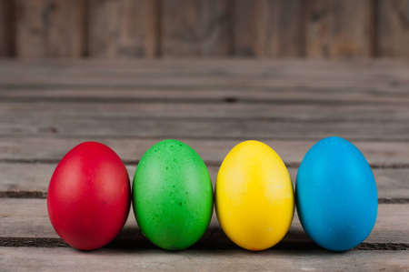 Easter eggs in  a rowの写真素材