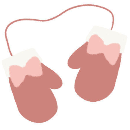 red christmas gloves with pink bow Christmas Illustrationの写真素材