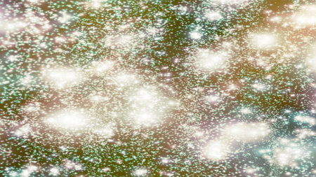 Christmas background with snowflakes Snow and stars Sparkling Glittering Glow Shiny Bokeh Lights...