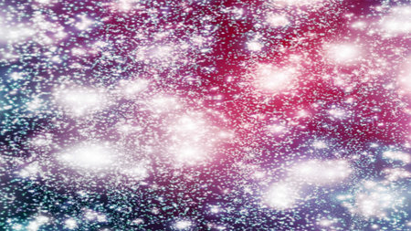 Christmas background with snowflakes Snow and stars Sparkling Glittering Glow Shiny Bokeh Lights...