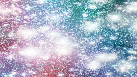 Christmas background with snowflakes Snow and stars Sparkling Glittering Glow Shiny Bokeh Lights...