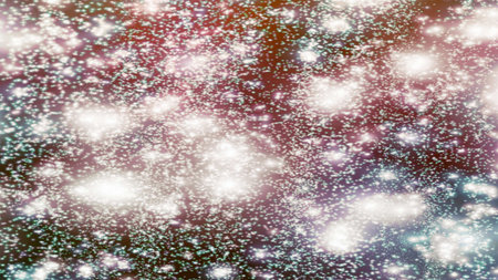 Christmas background with snowflakes Snow and stars Sparkling Glittering Glow Shiny Bokeh Lights...