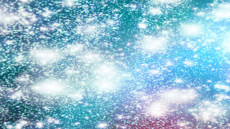 Christmas background with snowflakes Snow and stars Sparkling Glittering Glow Shiny Bokeh Lights...