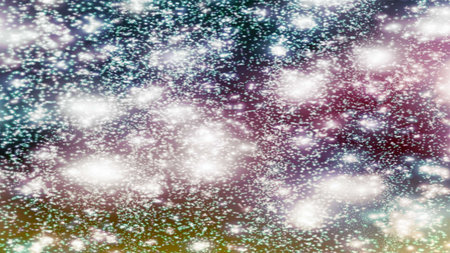Christmas background with snowflakes Snow and stars Sparkling Glittering Glow Shiny Bokeh Lights...