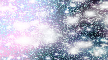 Christmas background with snowflakes Snow and stars Sparkling Glittering Glow Shiny Bokeh Lights...