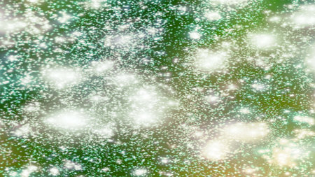 Abstract background with bokeh defocused lights and stars in green colors