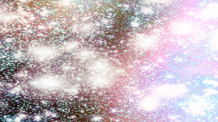 Christmas background with snowflakes Snow and stars Sparkling Glittering Glow Shiny Bokeh Lights...