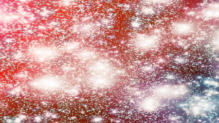 Christmas background with snowflakes Snow and stars Sparkling Glittering Glow Shiny Bokeh Lights...