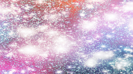 Christmas background with snowflakes Snow and stars Sparkling Glittering Glow Shiny Bokeh Lights...