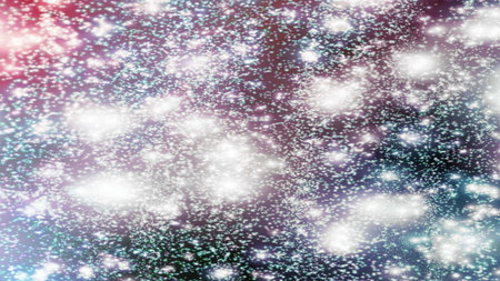 Christmas background with snowflakes Snow and stars Sparkling Glittering Glow Shiny Bokeh Lights...